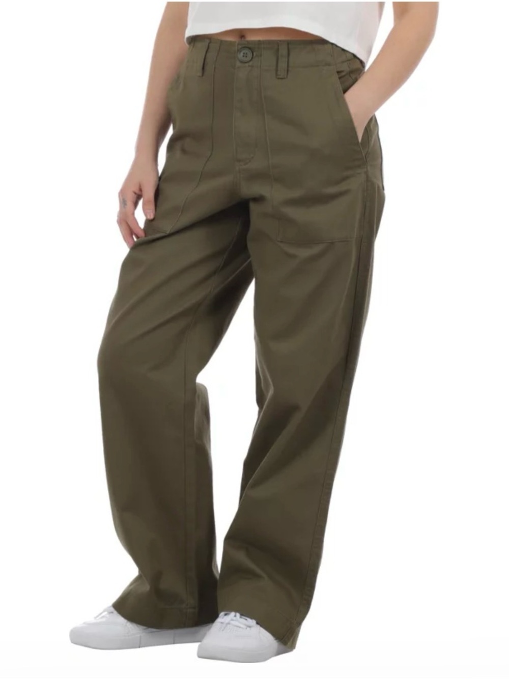 Rhythm Women’s Fatique Wide Leg Utility Pants in Olive Green